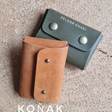 Load image into Gallery viewer, MINIPENĚ, kožená mini peněženka, leather wallet, mini wallet, vegetable tanned leather, unisex wallet, handmade wallet, handmade leather wallet