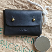 Load image into Gallery viewer, vegetable tanned leather, blue leather, nature leather, sustainable wallet, leather wallet, blue mini pene, blue wallet, modra trislocinena, trislocinena kuze, trislocinena, mini pene, leather embossing