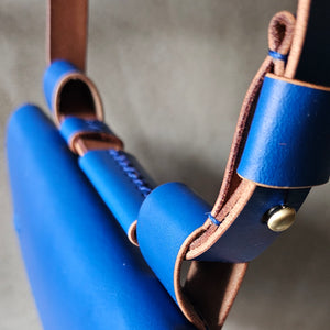 vegetable tanned leather, leather bag, sustainable brand, vegetable leather, ledvinka 02, leather craft, blue leather